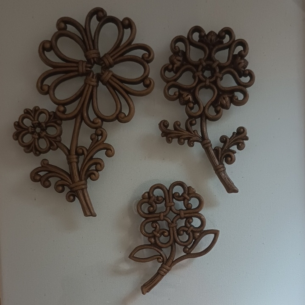 Elegant Brown Floral Wall Decor Set